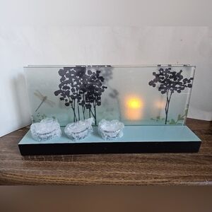 Tropical 2-Panel Printed Glass Set with 5 Tealights